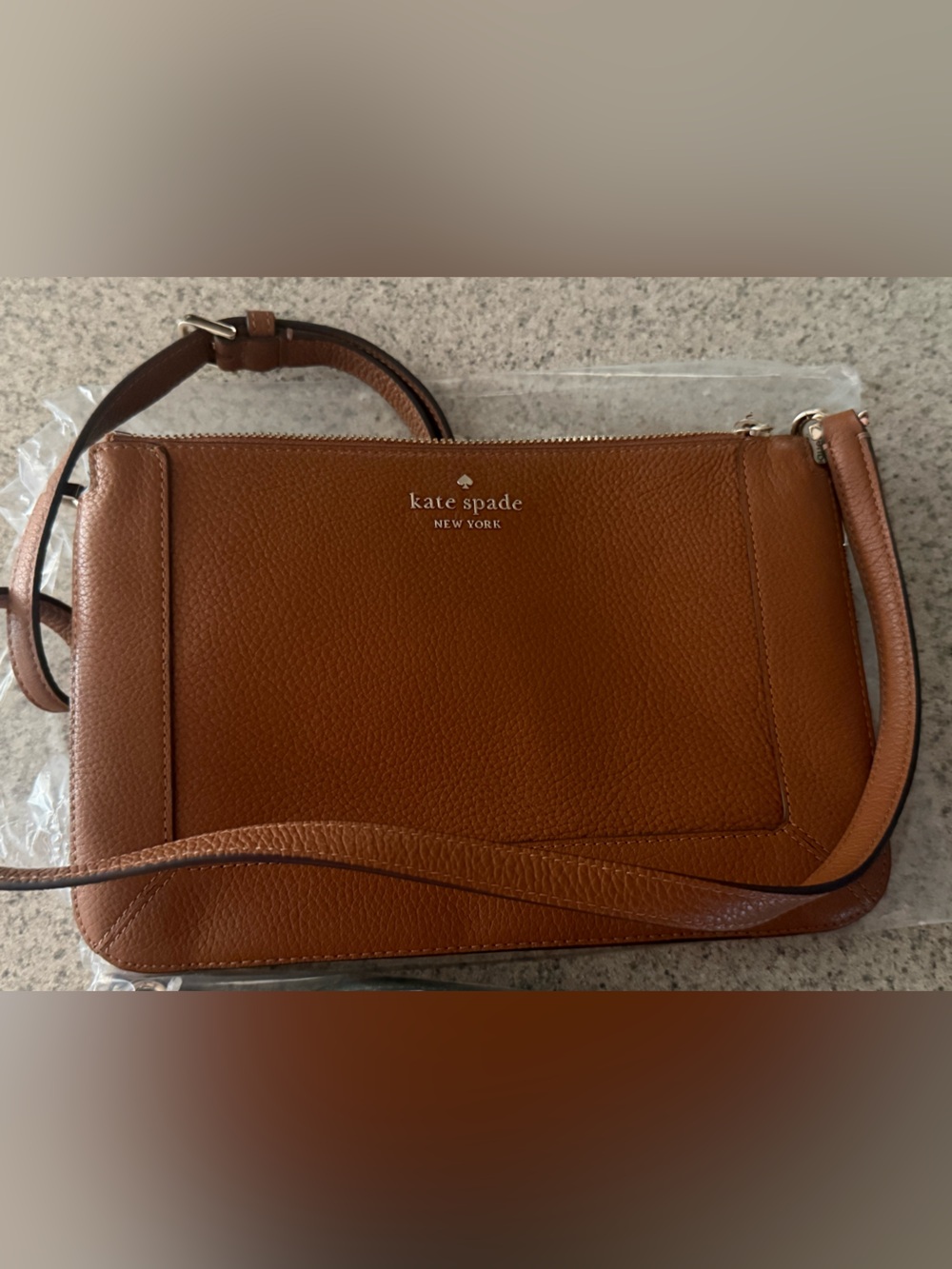 kate spade Leather Pebbled Crossbody Bag in Brown